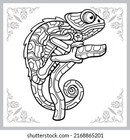 Chameleon zentangle arts. isolated on white background.