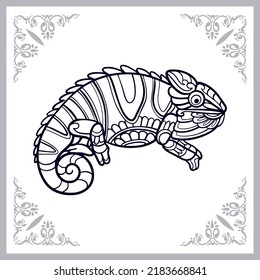 Chameleon zentangle arts isolated on white background