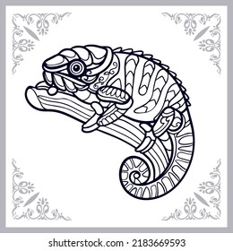 Chameleon zentangle arts isolated on white background