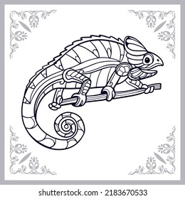 Chameleon zentangle arts isolated on white background