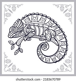 Chameleon zentangle arts isolated on white background