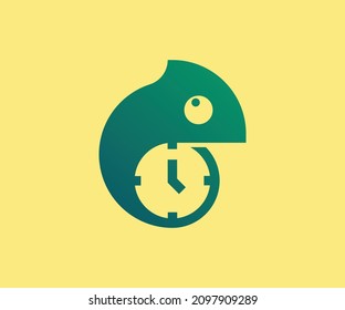 Chameleons Clock Logo Vector eps 