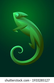 chamelion stylized figure on darkgreen background