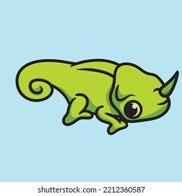 Chamelon Cartoon Mascot Vector Design Flat