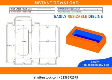 Cuadro de chaflán para la plantilla de línea de juguete y diseño de caja 3d