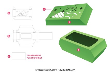 Chamfered bowl with stenciled confetti on lid die cut template and 3D mockup