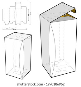 Chamfered Box (Internal measurement 7x7x15 cm) and Die-cut Pattern. EPS file is fully scalable. Prepared for real cardboard production.