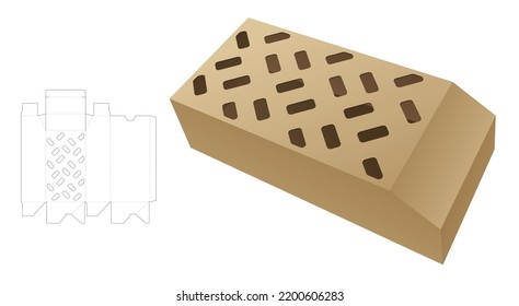 chamfered box with stenciled striped pattern die cut template and 3D mockup