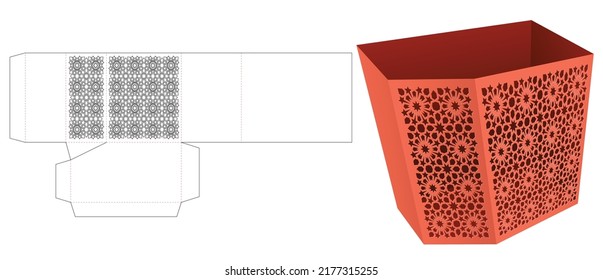 Caja de papel de camafón con plantilla de corte de taladro de patrón arábigo y maquillaje 3D