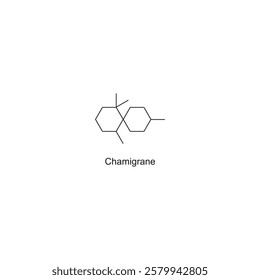 Chamigrane skeletal structure.Sesquiterpene compound schematic illustration. Simple diagram, chemical structure.