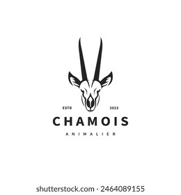 chamois head vintage logo design illustration 