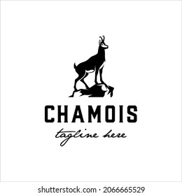 Chamois standing on the rocks with a classic style design