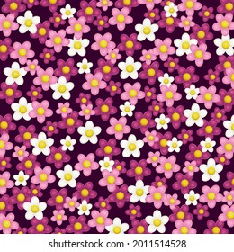 Chamomile background pattern. Цветочный фон. Паттерн ромашки розовые.