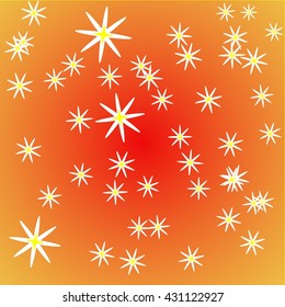 chamomile background. Spring greeting card with daisies on orange background