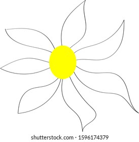Chamomile is a beautiful flower for children's coloring. Vector outline drawing with simple lines.