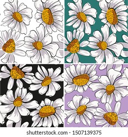 Chamomile in beautiful style. Decoration element. Vector flat design. Modern chamomile, great design for any purposes. Abstract vector background. Flower background