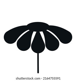 Chamomile black icon. Flower icon. Vector drawing. Black silhouette. Isolated object on a white background. Isolate.