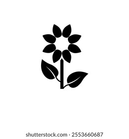 Chamomile Blossom, Flower Plant Solid Flat Vector Icon Isolated on White Background.