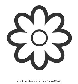 Chamomile blossom icon. Simple flat logo of flower isolated on a white background. Vector illustration.