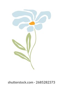 flor boho camomila, elemento botânico estilizado, margarida isolada sobre fundo branco
