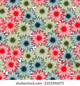 Chamomile bright vector endless rapport. Camomile daisy blossom with transparent petals. Doodle garden flowerheads linen pattern. Girlie botanical ornament.