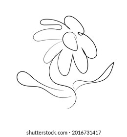 Kamille mit Handzeichnung. Minimalistische schwarze lineare Skizze. Vektorgrafik. Schwarz-Weiß-Clipkunst einzeln auf weißem Hintergrund.