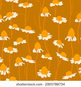  camomila, daisies floral sin costuras. Simple y lindo. Impresión inagotable floral para el diseño de tejidos. 