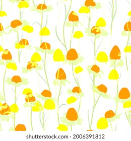  chamomile, daisies floral seamless pattern. Simple and cute. Floral endless print for fabric design. 