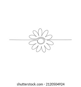 chamomile or daisy drawn in single line on a white background. Design for logo, flyer, brochure.