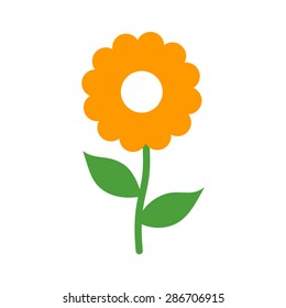 Chamomile daisy flower flat vector icon for apps and websites