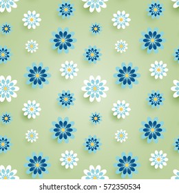Chamomile daisy flowers seamless pattern. Vector illustration.