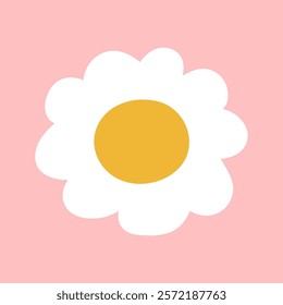 Chamomile. Design. Vector flat art. Illustration on pink background. 