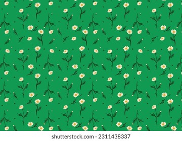 Chamomile fields for prints on fabric. Bright pattern for gift wrapping.