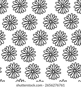 Patrón floral de manzanilla sin fisuras. Dibujado a mano ilustración de flor de margarita en estilo Doodle simple. Para embalaje, estampados textiles, diseño de Fondo de pantalla.