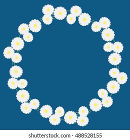 Chamomile floral wreath. Vector background, illustration, design template with space for your text