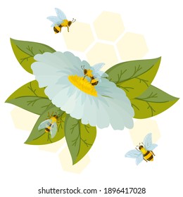 chamomile flower with bees around on a honeycomb background.
wreath drawn in cartoon style vector illustration isolated on white background