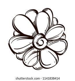 Chamomile flower. Decorative floral element in hand drawn, sketch style. Outline vector illustration isolated on white background for greeting cards, invitations and much more.