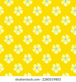 Chamomile flower endless background. Abstract floral seamless pattern in simple style. Design for fabric, textile print, wrapping, cover. Vector illustration