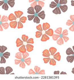 El fondo de las flores de Chamomile es infinito. Resumen de patrón floral sin costuras en un estilo sencillo. Diseño para tela, impresión textil, envoltura, cubierta. Ilustración del vector