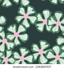 Chamomile flower endless background. Abstract floral seamless pattern in simple style. Design for fabric, textile print, wrapping, cover. Vector illustration
