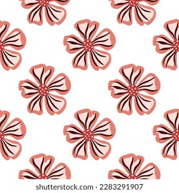 Chamomile flower endless background. Abstract floral seamless pattern in simple style. Design for fabric, textile print, wrapping, cover. Vector illustration