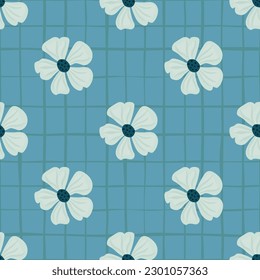 Chamomile flower endless background. Abstract floral seamless pattern in simple style. Design for fabric, textile print, wrapping, cover. Vector illustration
