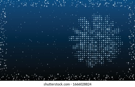  chamomile flower filled with white dots.  Vector illustration on blue background with stars