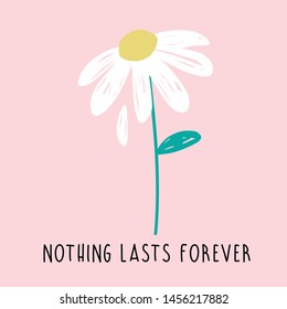 chamomile flower garden leaf polka black text line girl tee illustration art vector
