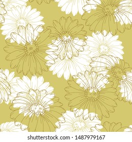 Chamomile flower graphic color seamless pattern background sketch illustration vector