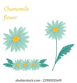 flor de camomila dibujada al estilo folclórico