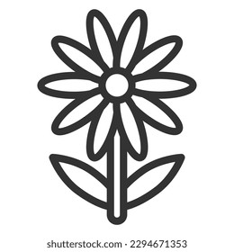 Chamomile flower  - icon, illustration on white background, outline style