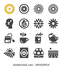 chamomile flower icon set,vector and illustration