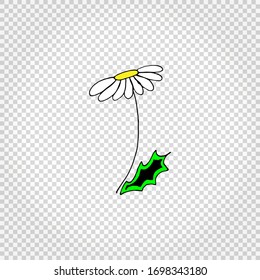 Chamomile. Flower icon. Simple colored hand drawn illustration. Isolated vector.