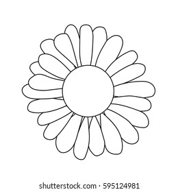 Chamomile. Flower isolated on white background. Hand drawn flower. Flower outlines in sketch style isolated on white background. Black ink flower illustration for coloring books. Vector Illustration